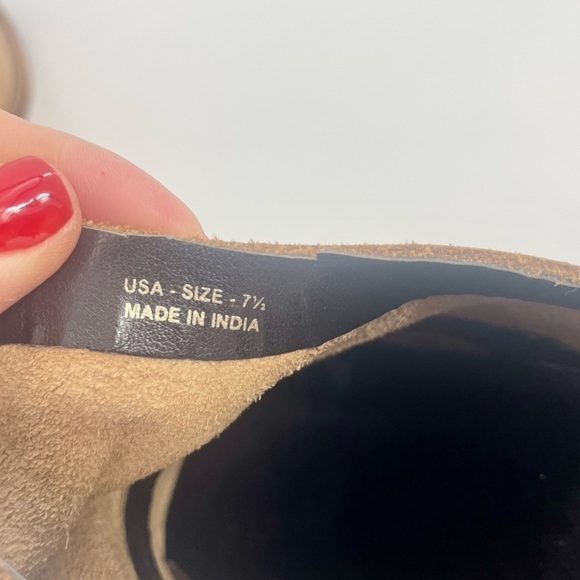 Anthropologie Crevo Britain Tan Boho Western Leather Distressed Ankle Bootie 7.5 - Picture 8 of 11